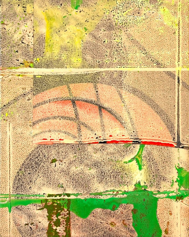 Gleisdreieck, Öl und Acryl auf Stoff, auf Leinwand, 50x40 cm, 2023